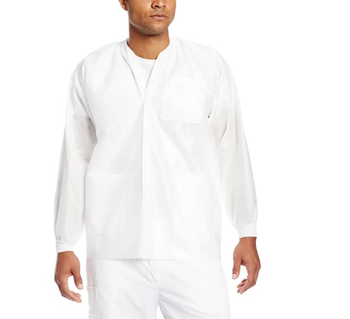 ValuMax 3630WHS Extra-Safe, Wrinkle-Free, Noble Looking Disposable SMS Hip Length Jacket, White, S, Pack of 10