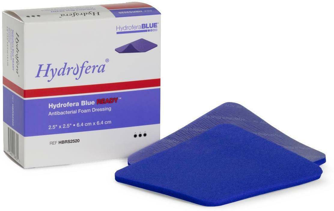 Hydrofera #HBRS2520 Antibacterial Foam Dressing1/2 X 2-1/2 Inch Square Non-Adhesive without Border Sterile