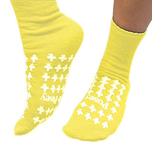 PremierPro Double Tread Slipper Socks X-Large Yellow Above the Ankle 2924 (1 Pair)