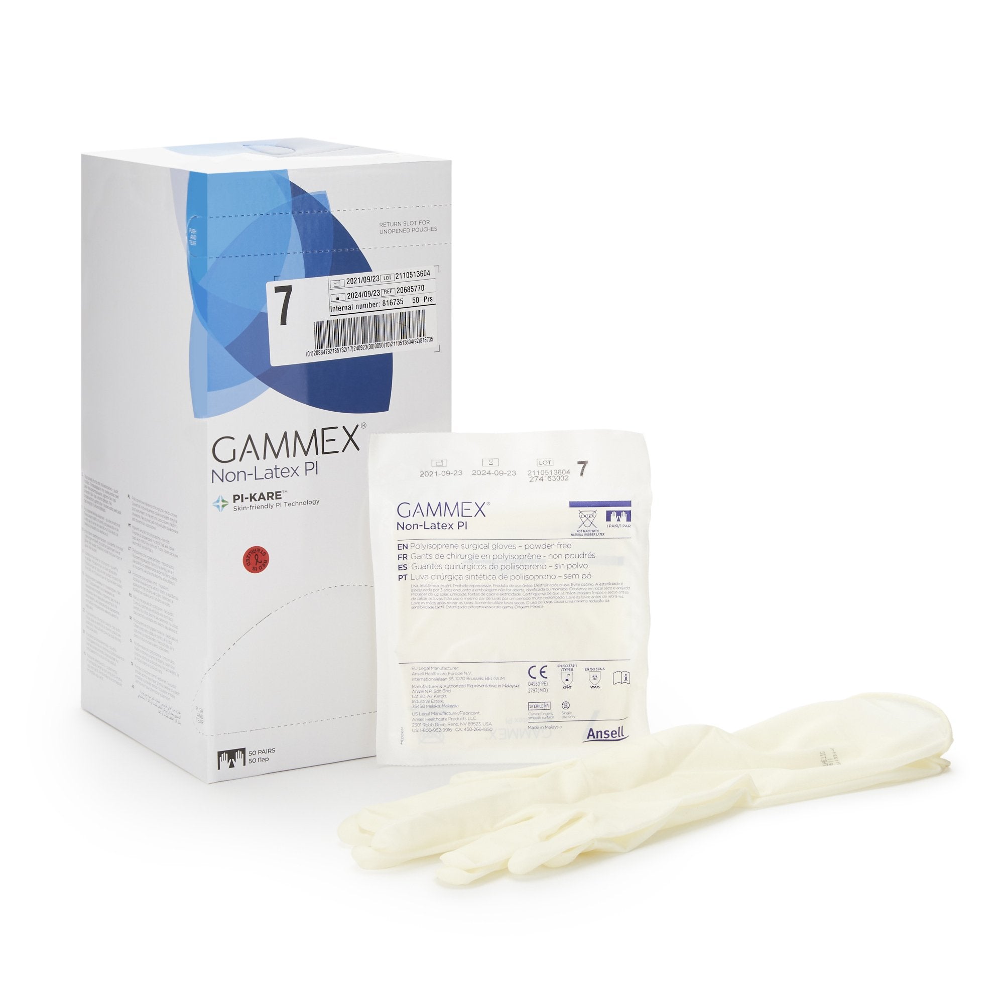 Ansell #20685770 Surgical Glove GAMMEX® Non-Latex PI Size 7 Sterile 50/bx