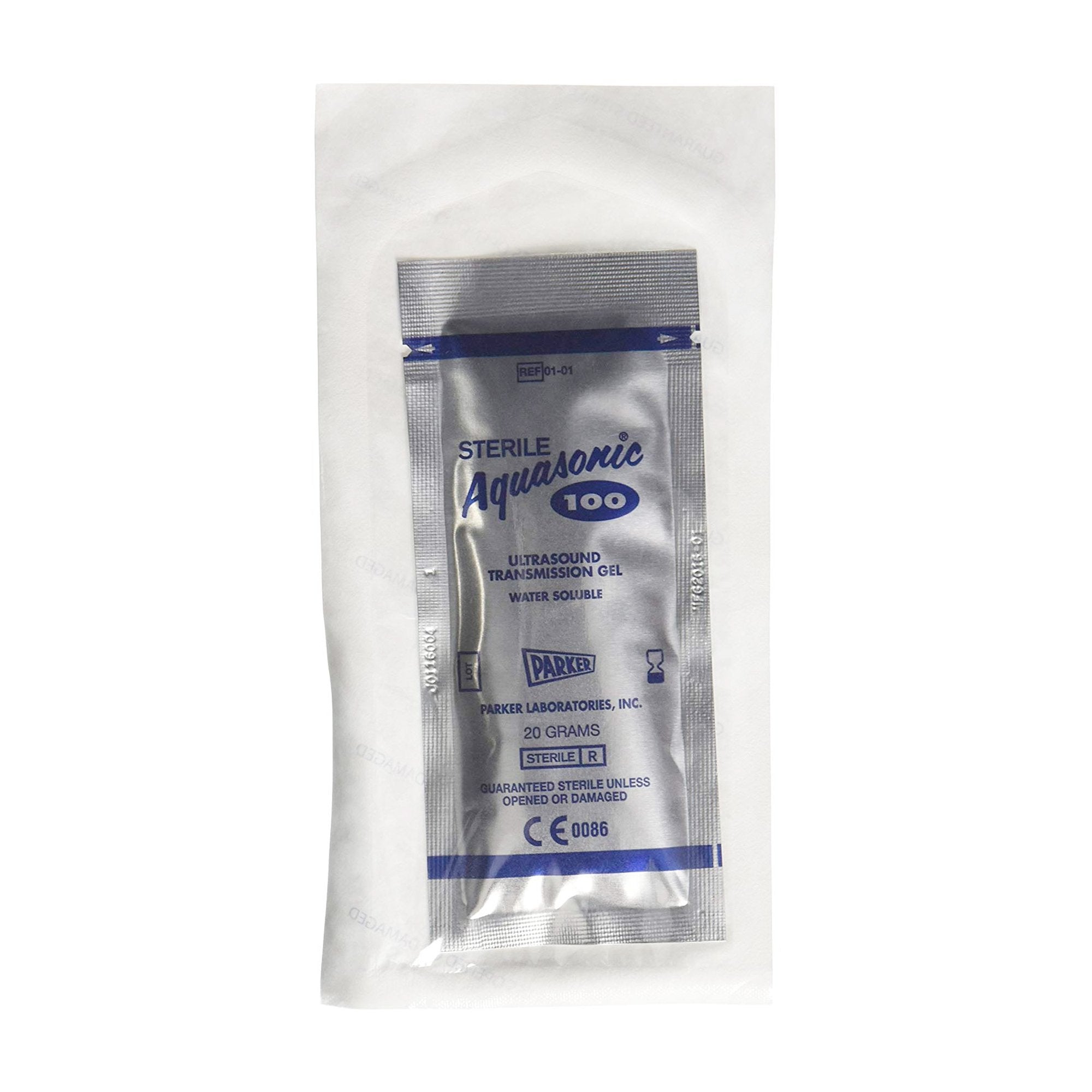 PARKER 01-01 Sterile Aquasonic100 Ultrasound Transmission Gel 20 g overwrapped foil pouches (box of 48)